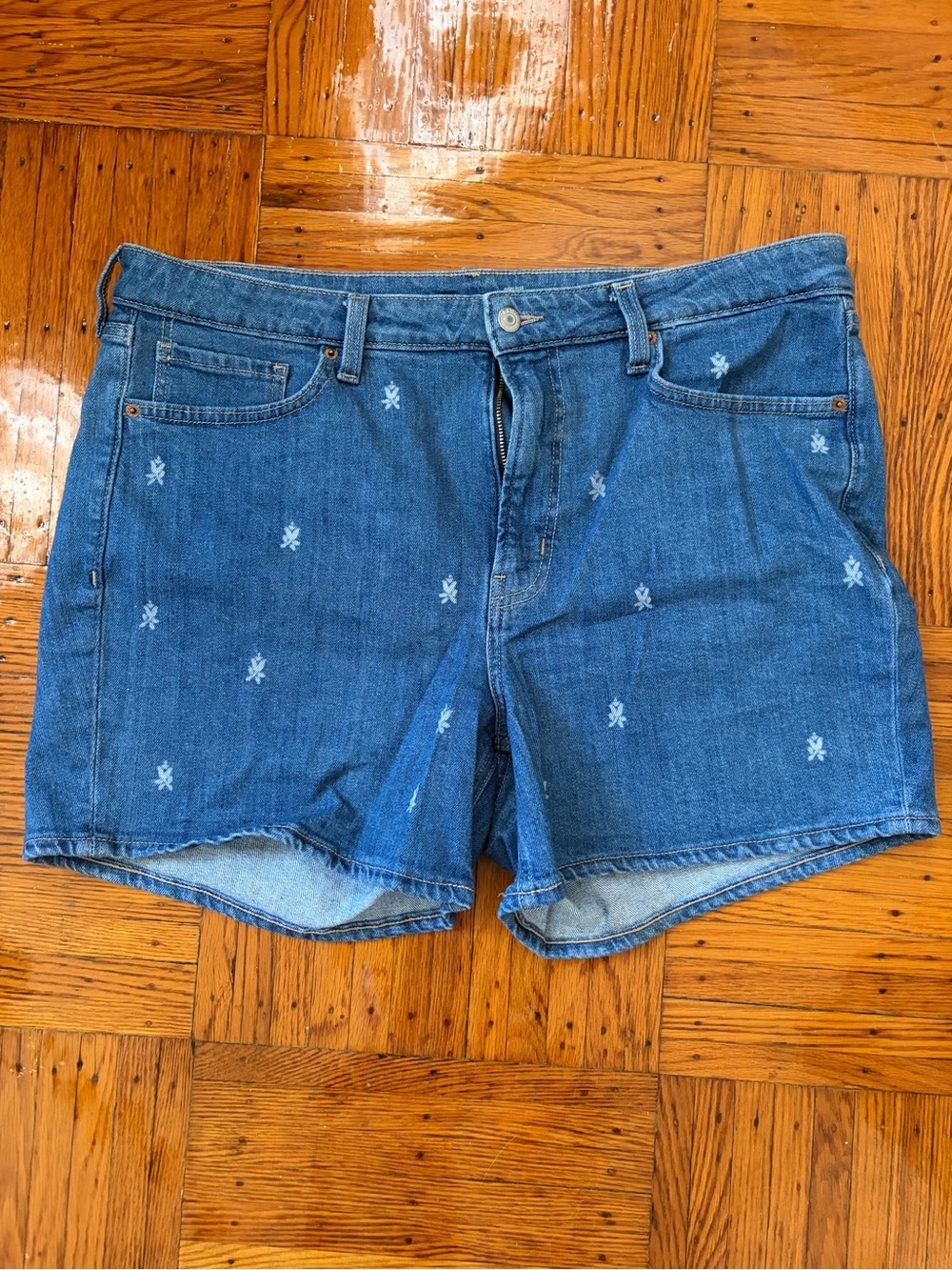 Old Navy Blue Floral Patterned Denim Shorts